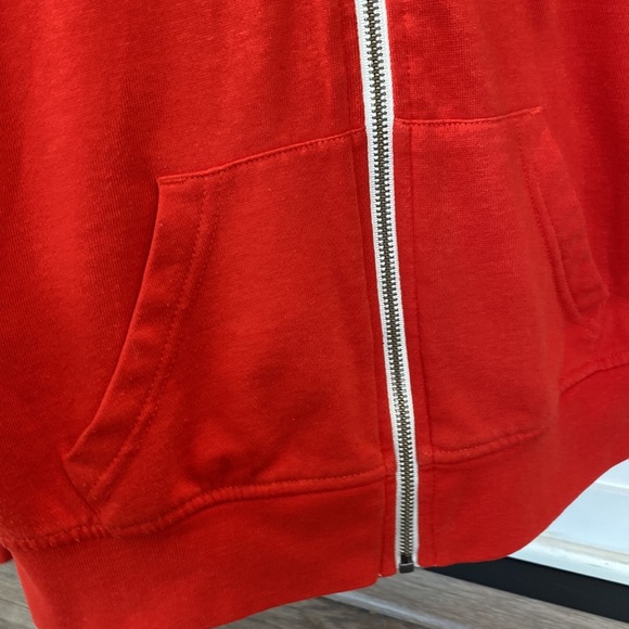 Red Hoodie Hooded Sweatshirt Zip Up - Picture 6 of 9